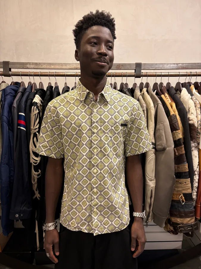 SS2017 Prada Mozaic Squared Yellow Summer Shirt VVxGukN 1