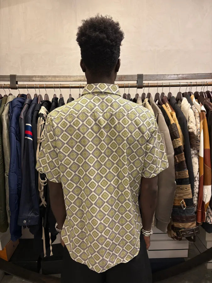 SS2017 Prada Mozaic Squared Yellow Summer Shirt VVxGukN 2