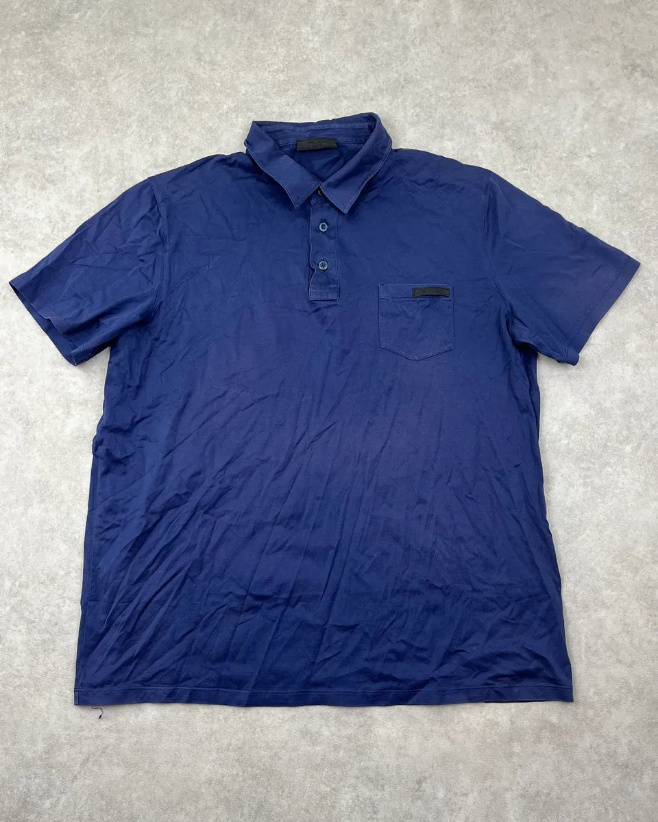 SS2017 Prada Navy Logo Patch Polo oLqxLmu 0