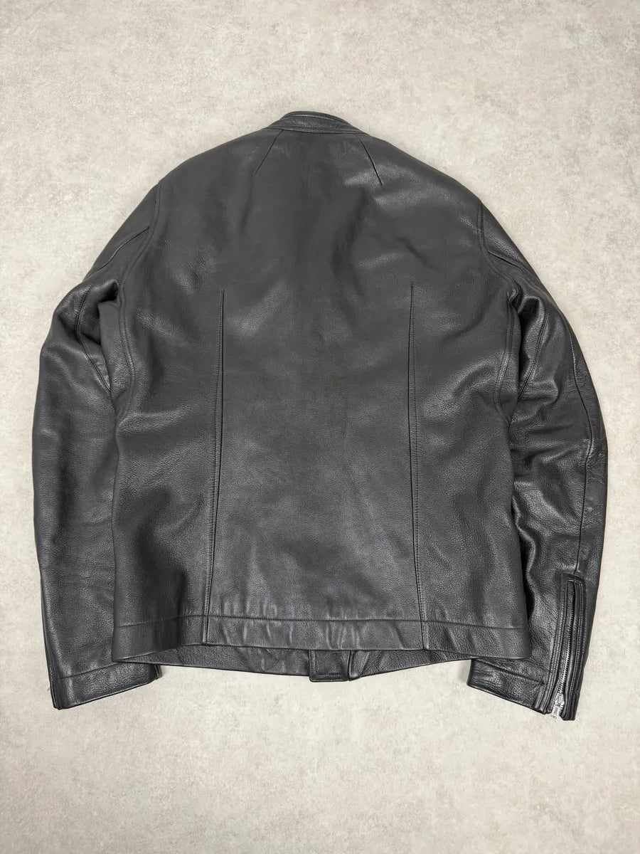 SS2017 Rick Owens Black Goat Leather Asymmetrical Jacket daVVPMh 1