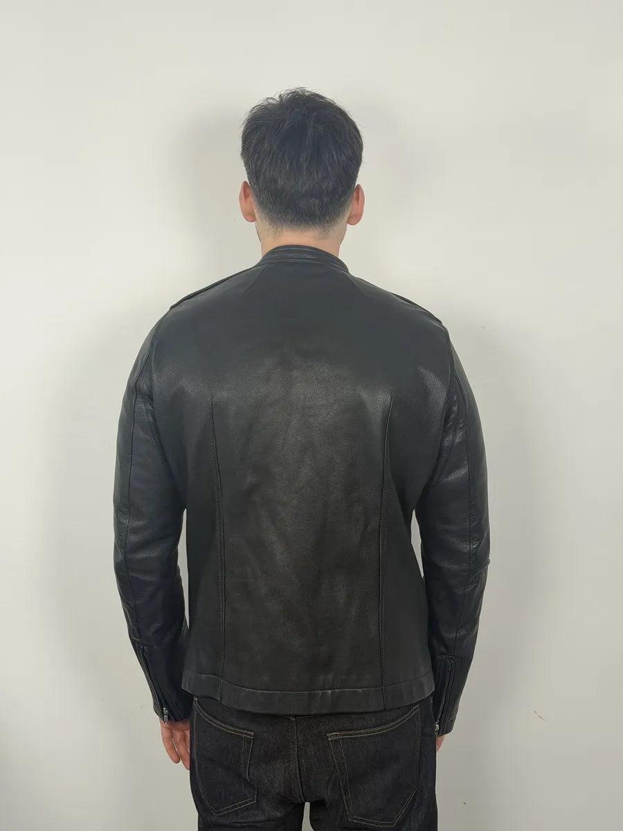 SS2017 Rick Owens Black Goat Leather Asymmetrical Jacket daVVPMh 10