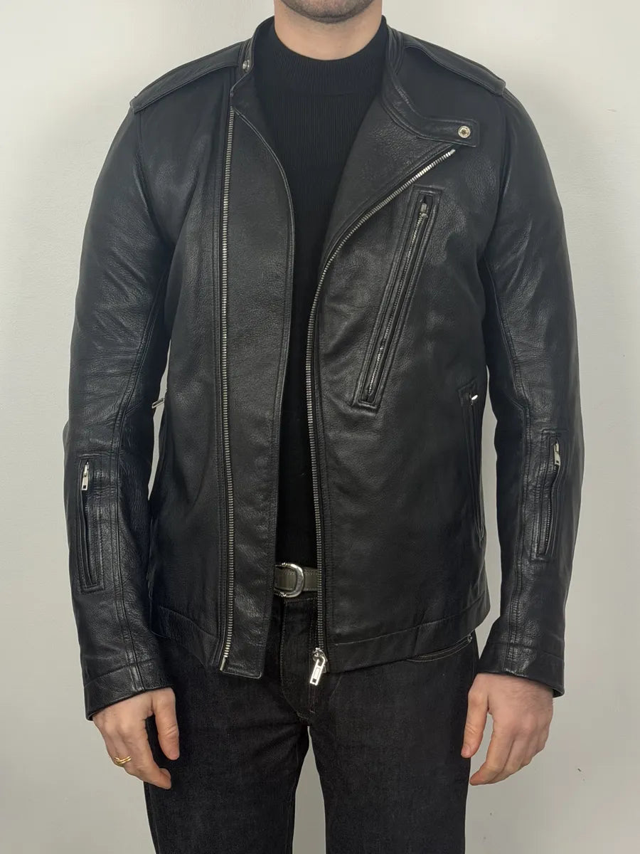 SS2017 Rick Owens Black Goat Leather Asymmetrical Jacket daVVPMh 11