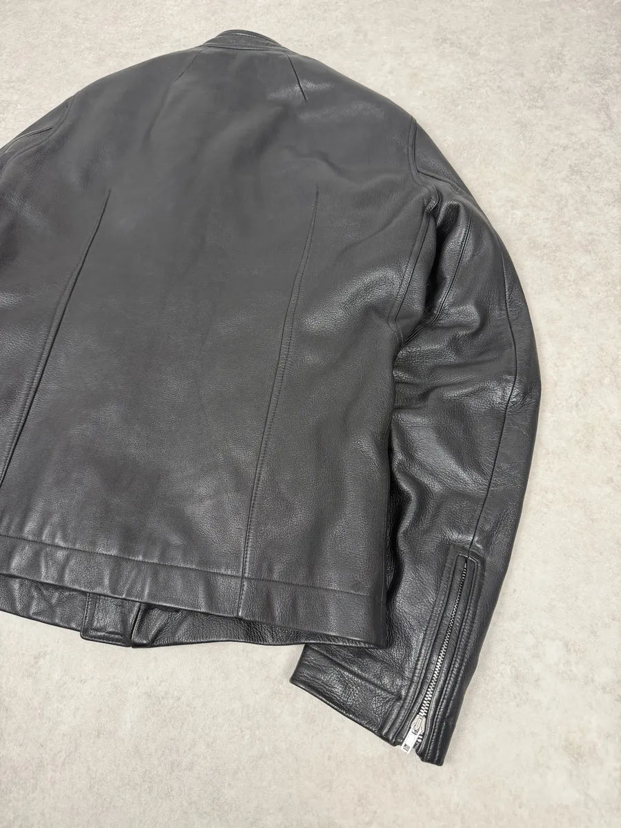 SS2017 Rick Owens Black Goat Leather Asymmetrical Jacket daVVPMh 3