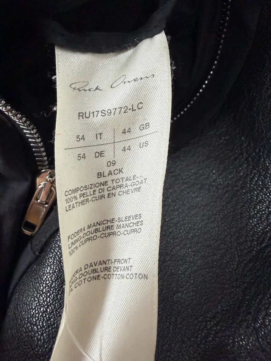 SS2017 Rick Owens Black Goat Leather Asymmetrical Jacket daVVPMh 6