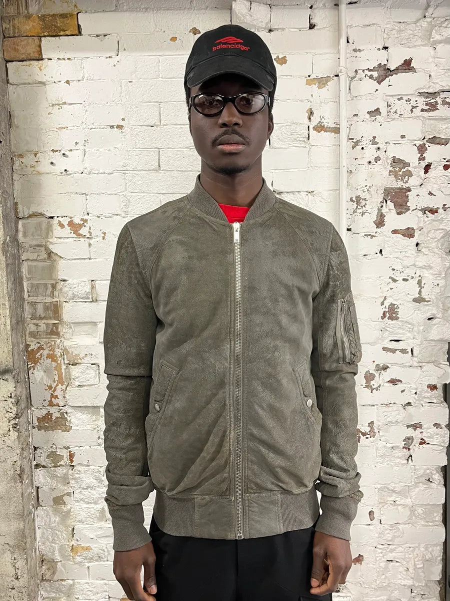 SS2017 Rick Owens Raw Grey Bomber Leather Jacket qtGWQhb 0