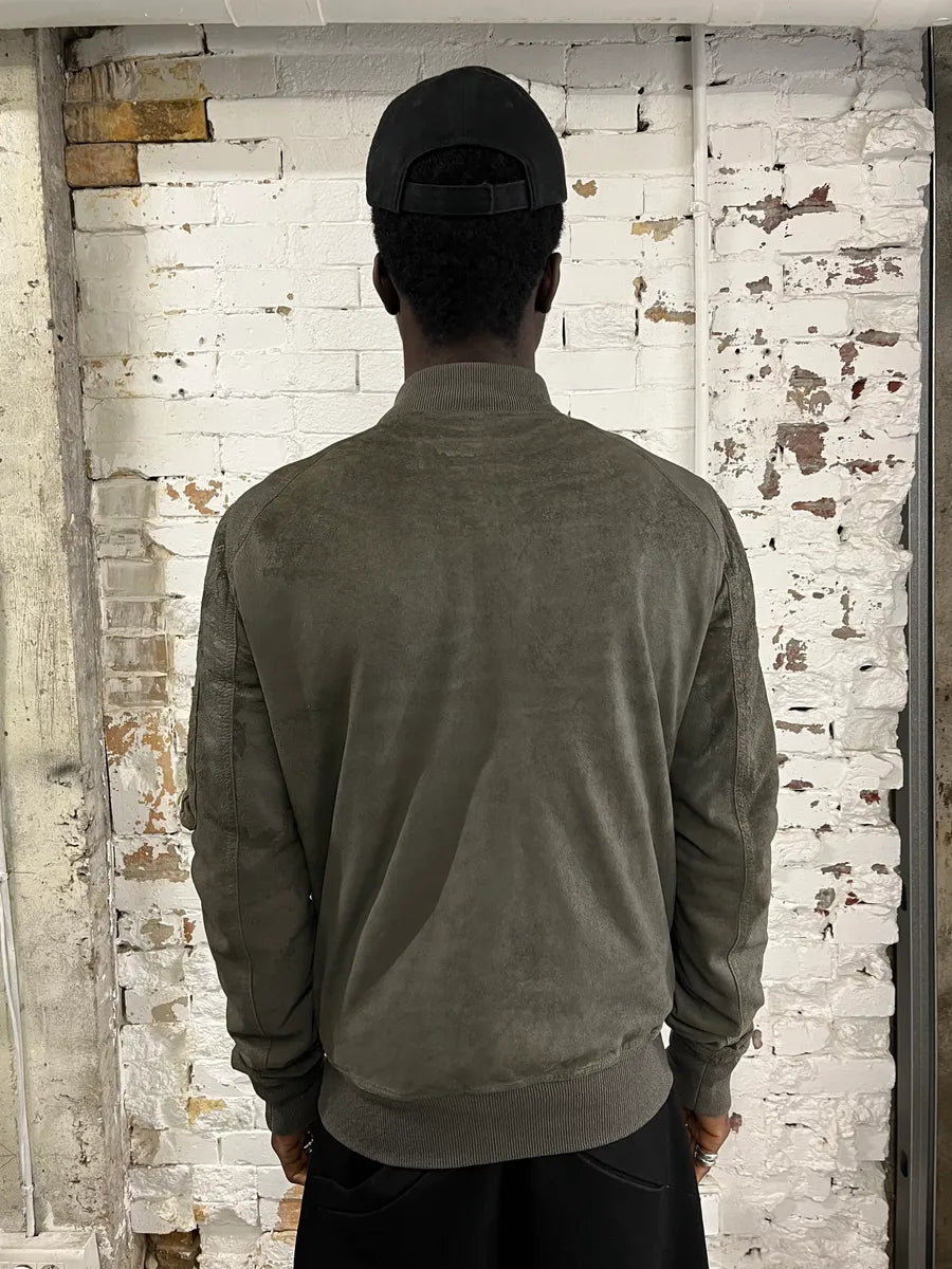 SS2017 Rick Owens Raw Grey Bomber Leather Jacket qtGWQhb 1