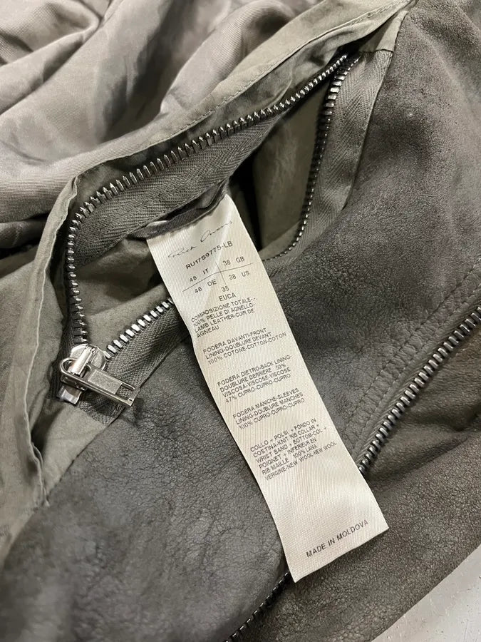 SS2017 Rick Owens Raw Grey Bomber Leather Jacket qtGWQhb 10
