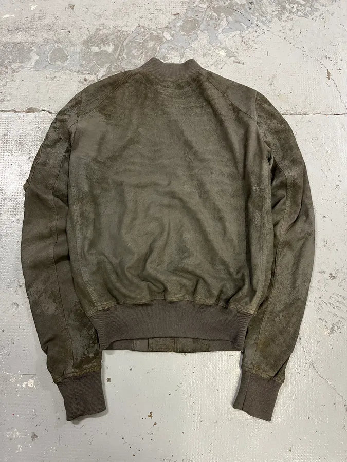 SS2017 Rick Owens Raw Grey Bomber Leather Jacket qtGWQhb 3