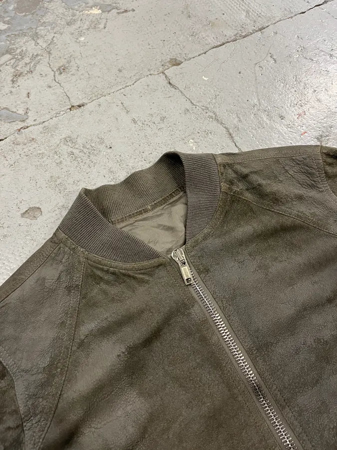 SS2017 Rick Owens Raw Grey Bomber Leather Jacket qtGWQhb 5