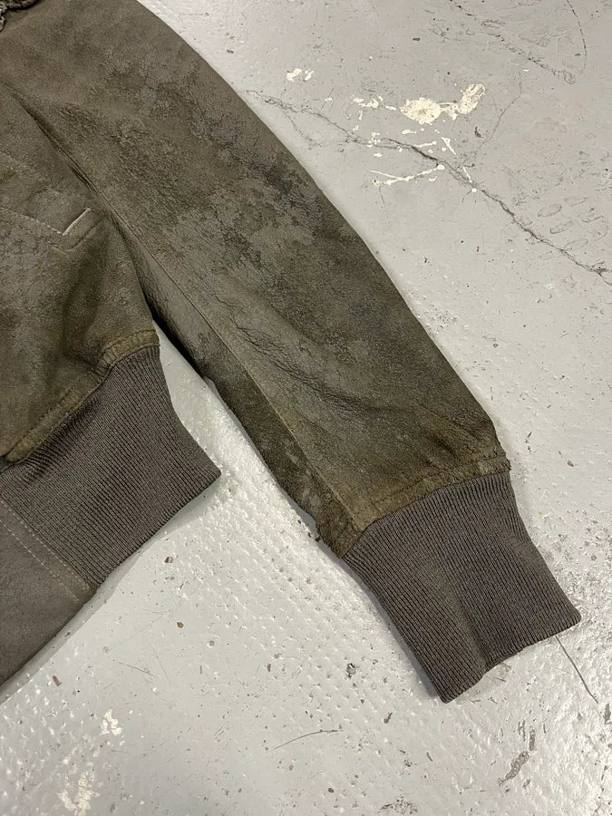 SS2017 Rick Owens Raw Grey Bomber Leather Jacket qtGWQhb 6