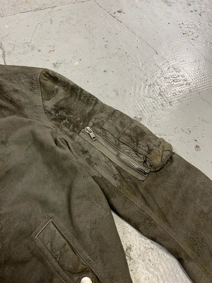 SS2017 Rick Owens Raw Grey Bomber Leather Jacket qtGWQhb 7