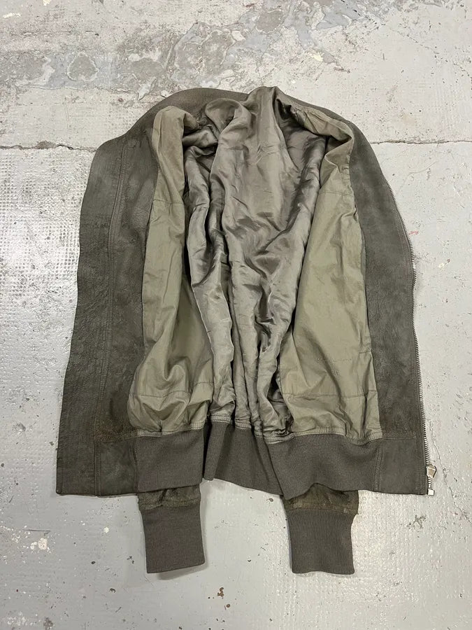 SS2017 Rick Owens Raw Grey Bomber Leather Jacket qtGWQhb 8