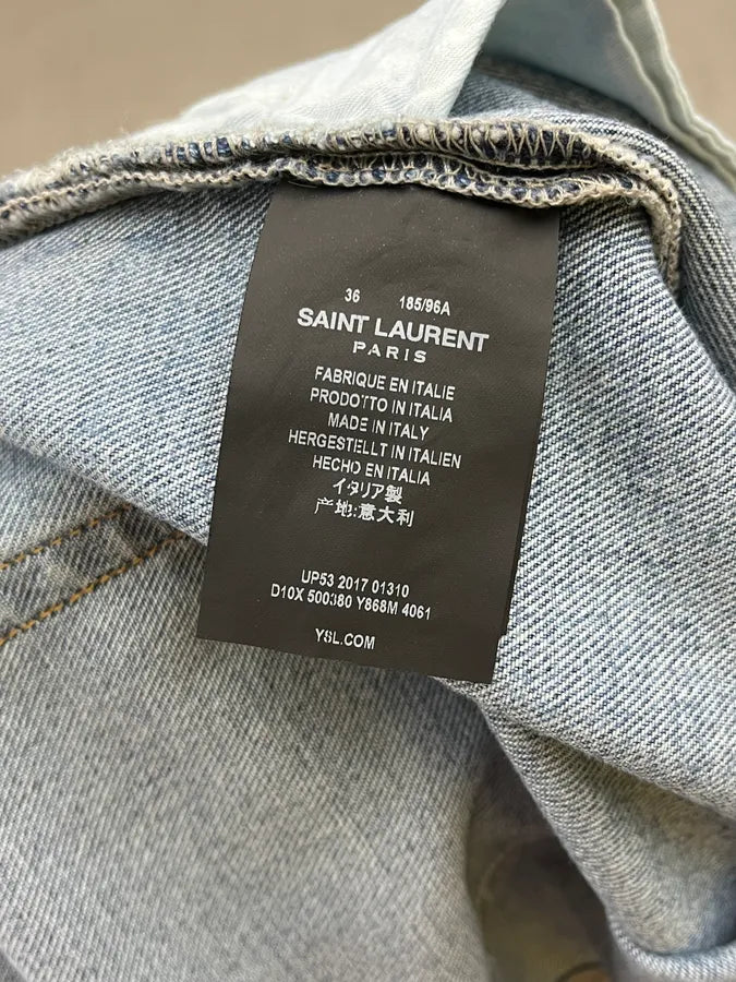 SS2017 Saint Laurent Denim Embroidered Logo Jeans pcsUOtJ 10