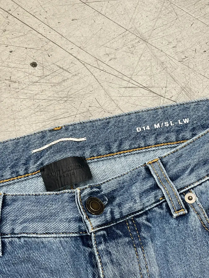 SS2017 Saint Laurent Denim Embroidered Logo Jeans pcsUOtJ 9