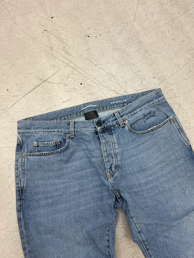 SS2017 Saint Laurent Denim Embroidered Logo Jeans pcsUOtJ 5