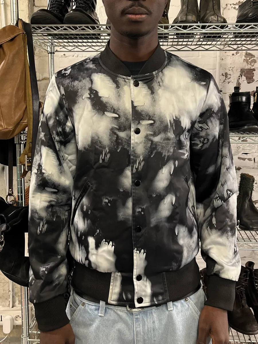 SS2017 Saint Laurent Ink Grey & Black Tie-Dye Bomber Jacket GZrUdrG 1