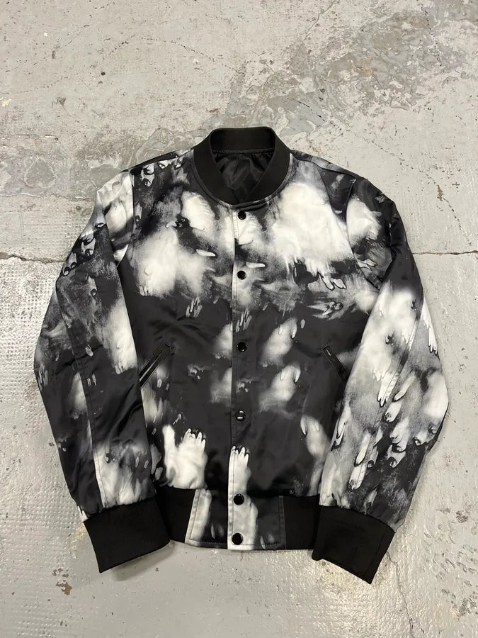 SS2017 Saint Laurent Ink Grey & Black Tie-Dye Bomber Jacket GZrUdrG 1