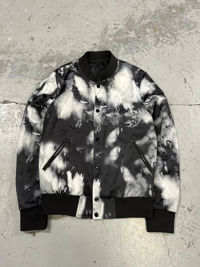 SS2017 Saint Laurent Ink Grey & Black Tie-Dye Bomber Jacket GZrUdrG 2