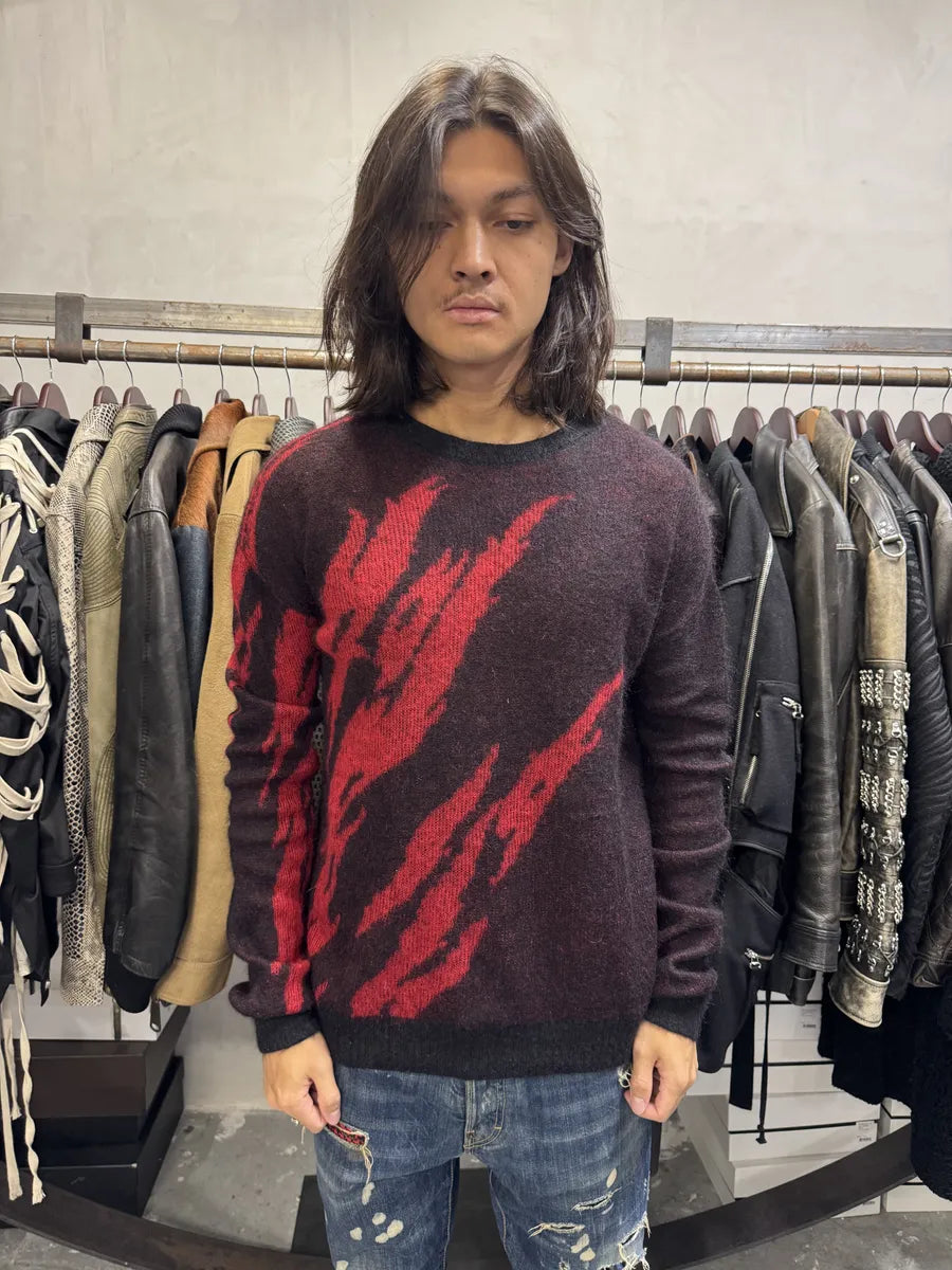 SS2017 Saint Laurent Red Flame Mohair Knitwear Sweater OAeMPIT 1