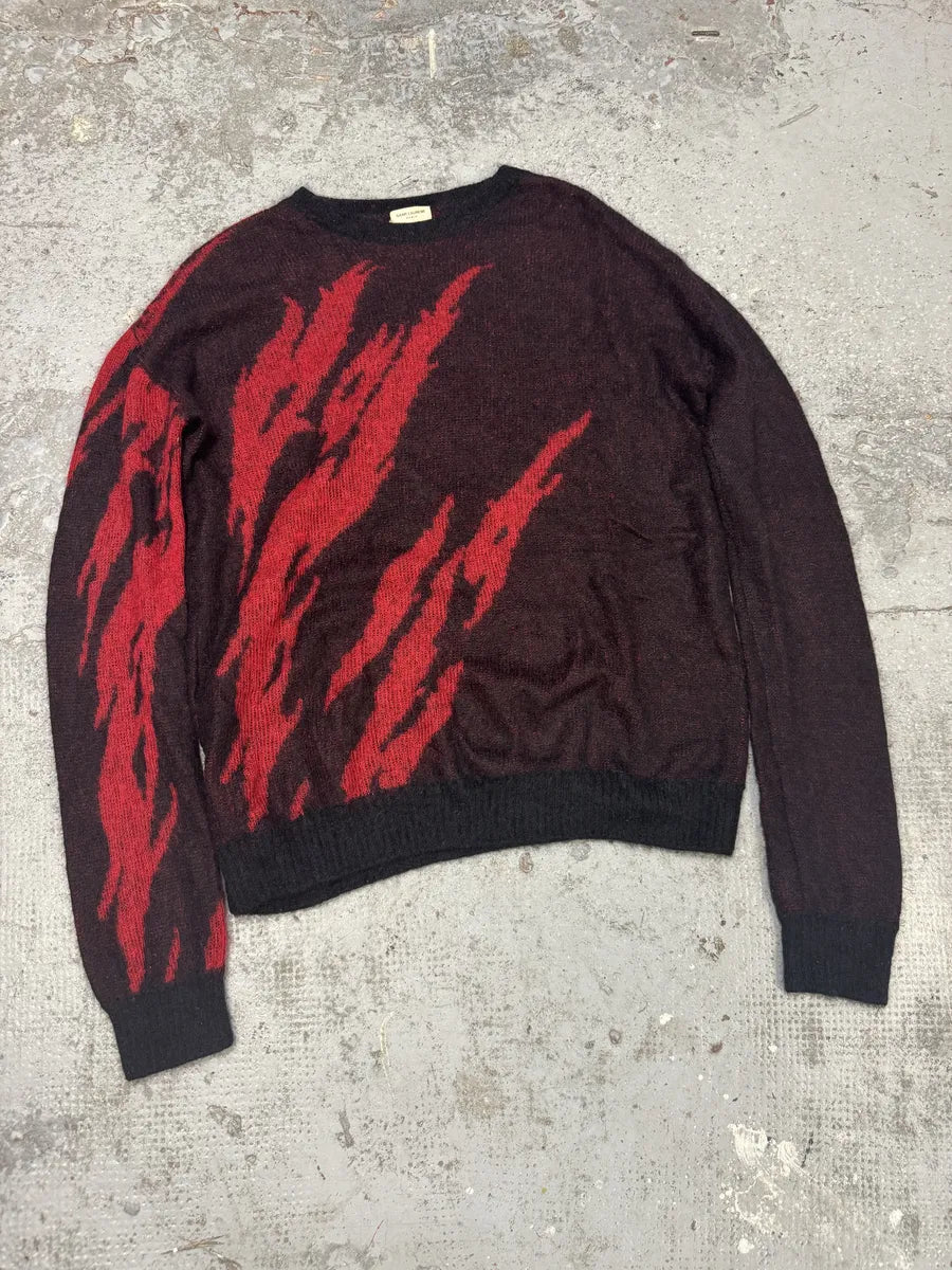 SS2017 Saint Laurent Red Flame Mohair Knitwear Sweater OAeMPIT 5