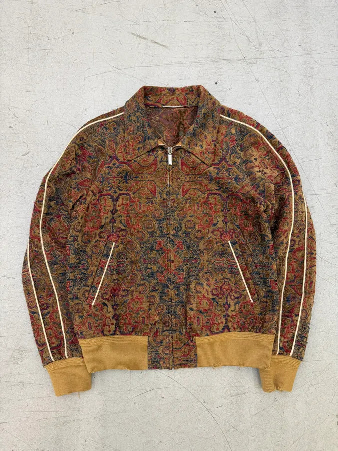 SS2017 Saint Laurent Tapisserie Red Distressed Bomber Jacket rvOmcre 0