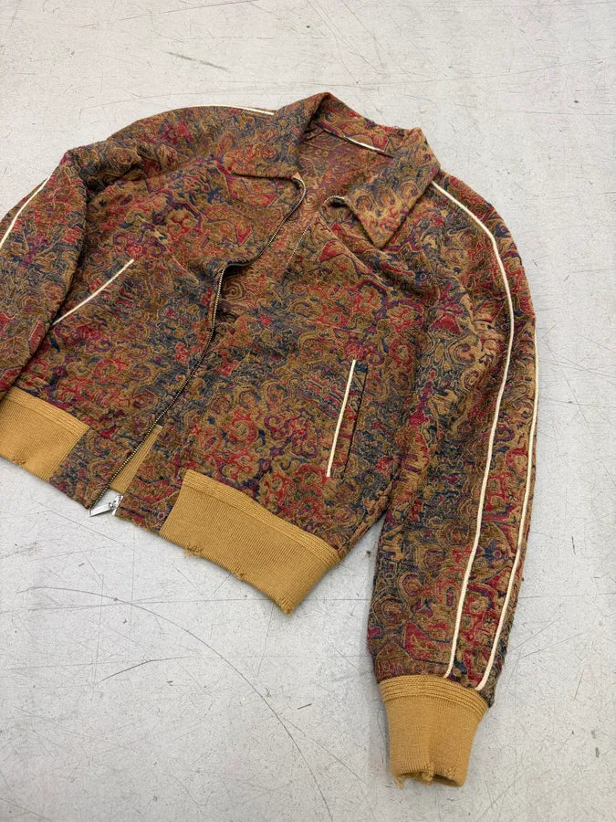 SS2017 Saint Laurent Tapisserie Red Distressed Bomber Jacket rvOmcre 11
