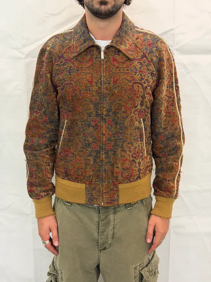 SS2017 Saint Laurent Tapisserie Red Distressed Bomber Jacket rvOmcre 2