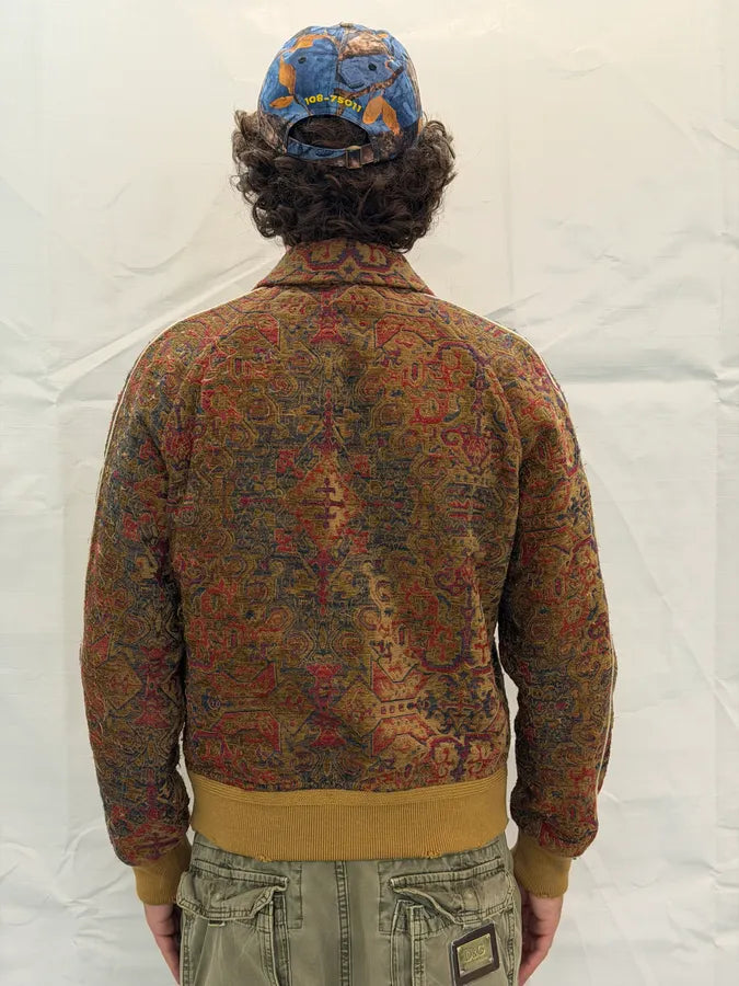 SS2017 Saint Laurent Tapisserie Red Distressed Bomber Jacket rvOmcre 4