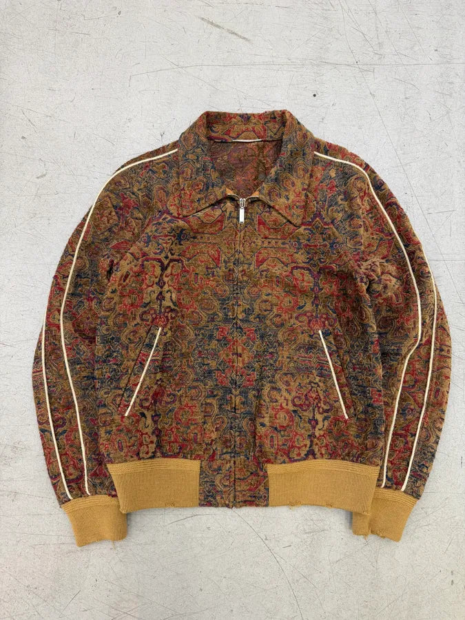 SS2017 Saint Laurent Tapisserie Red Distressed Bomber Jacket rvOmcre 5