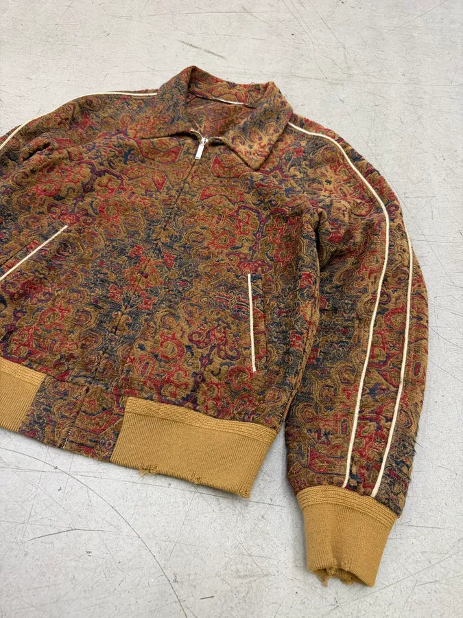 SS2017 Saint Laurent Tapisserie Red Distressed Bomber Jacket rvOmcre 6