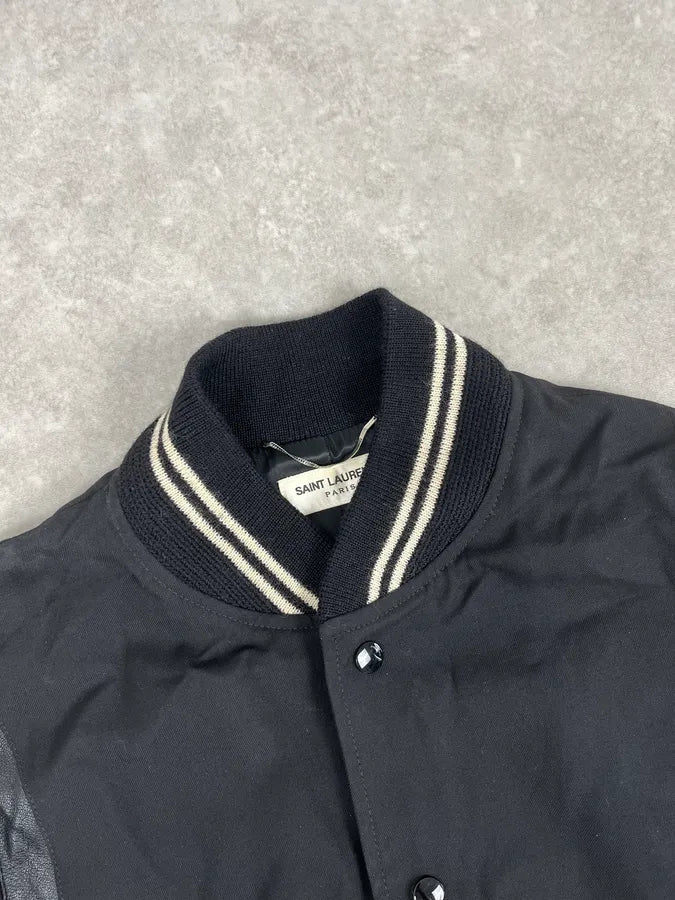 SS2017 Saint Laurent Teddy Black Wool Bomber Jacket tOGkeZY 4
