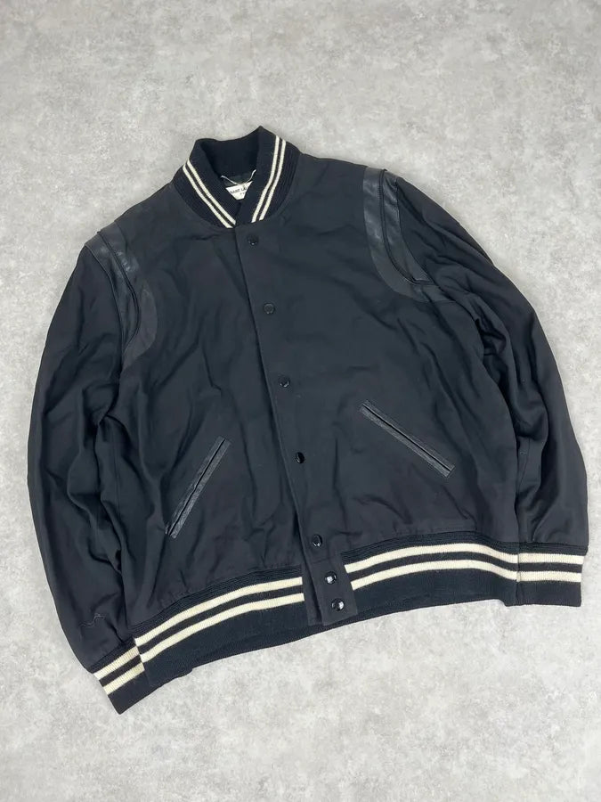 SS2017 Saint Laurent Teddy Black Wool Bomber Jacket tOGkeZY 3