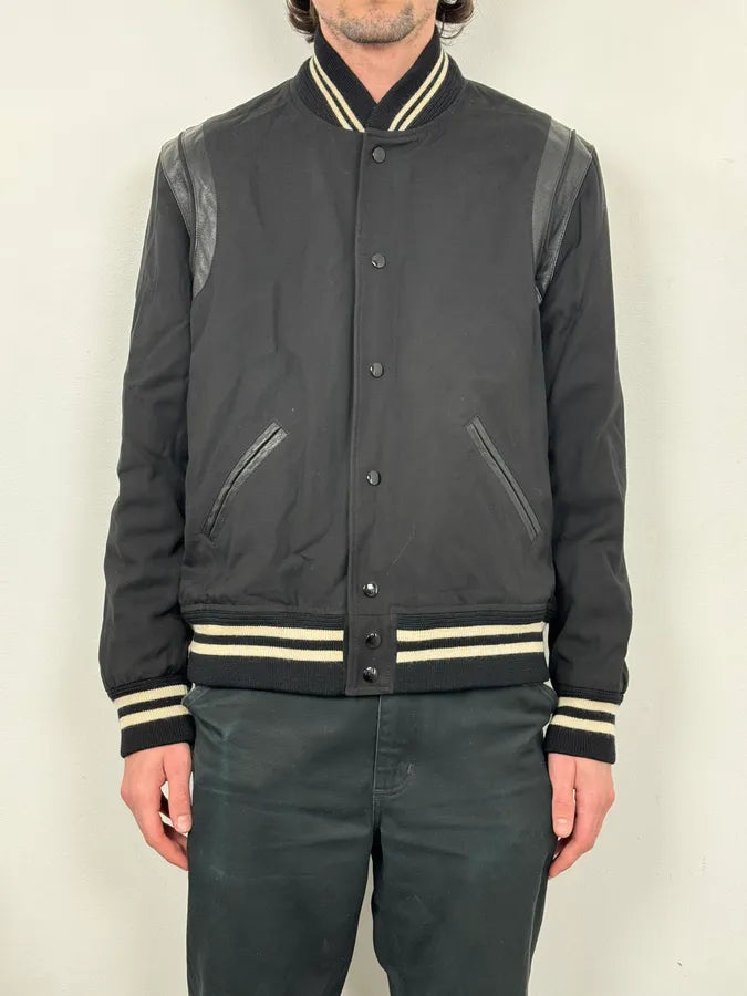SS2017 Saint Laurent Teddy Black Wool Bomber Jacket tOGkeZY 1