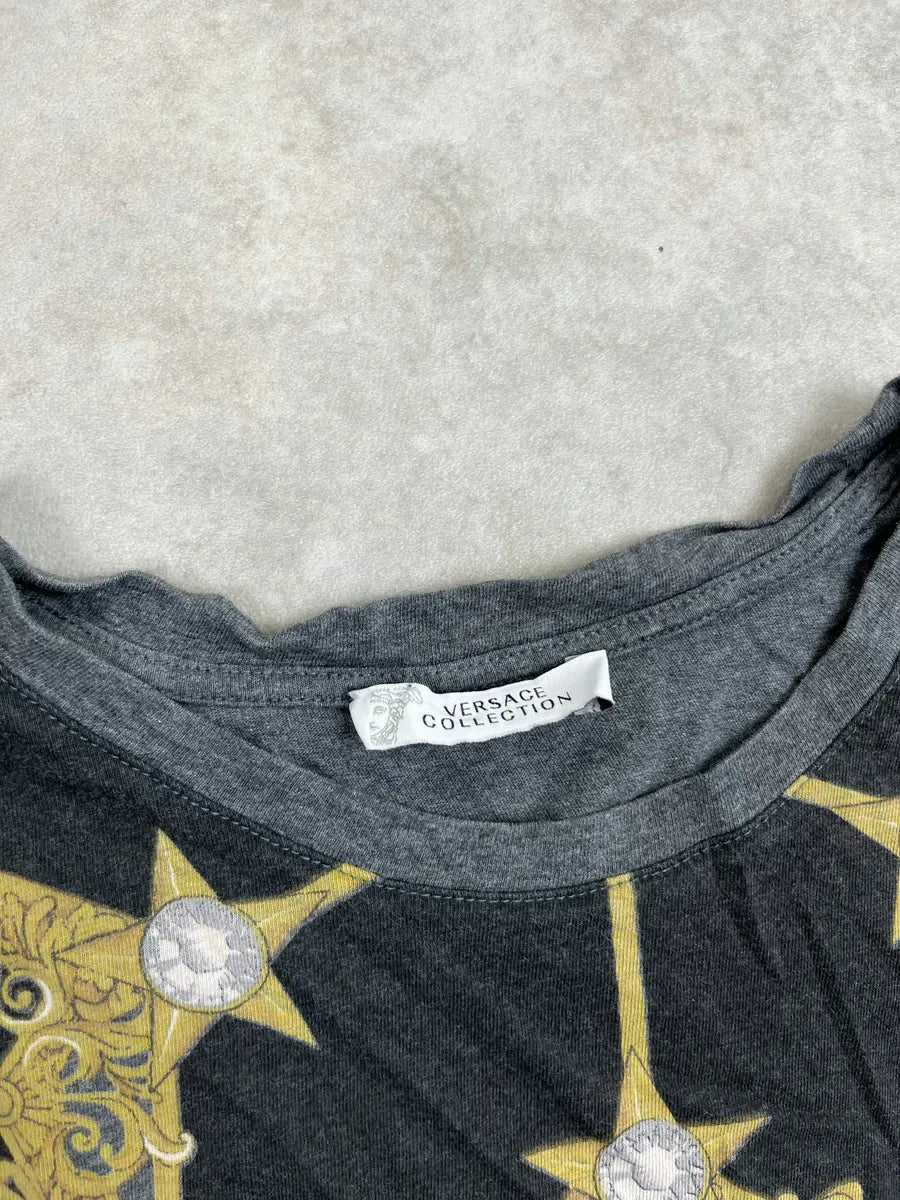 SS2017 Versace Grey Gold Star T-Shirt CvRkZtM 5
