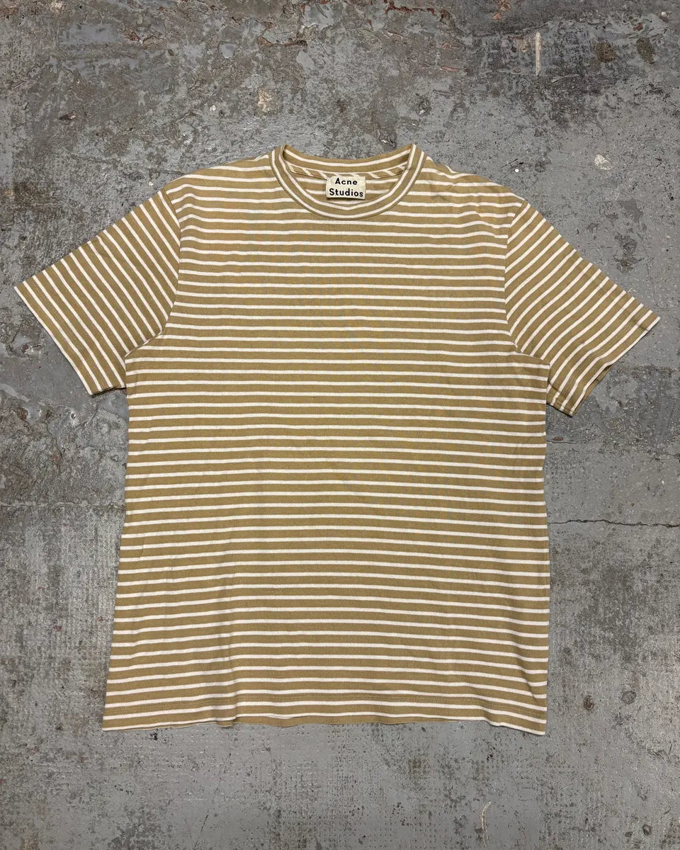 SS2018 Acne Studios White & Beige Striped T-Shirt TGTweRc 0