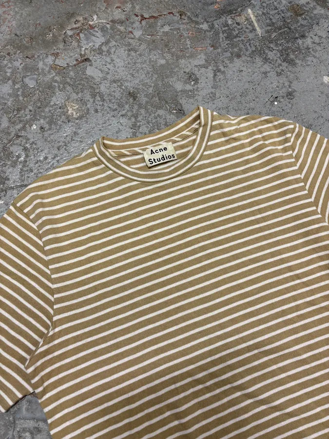 SS2018 Acne Studios White & Beige Striped T-Shirt TGTweRc 4
