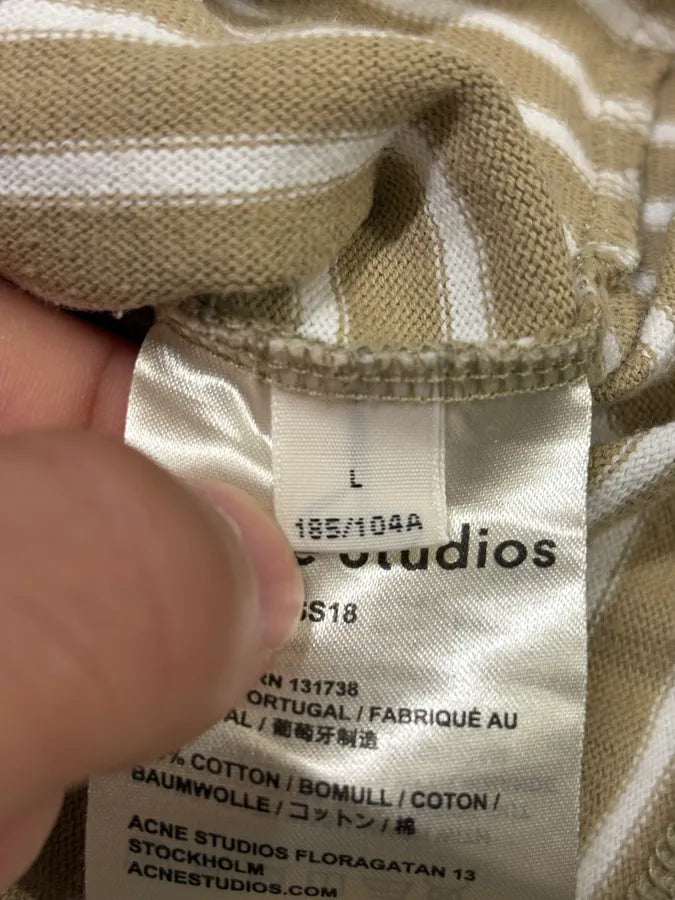 SS2018 Acne Studios White & Beige Striped T-Shirt TGTweRc 6
