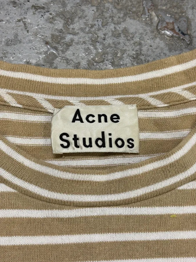 SS2018 Acne Studios White & Beige Striped T-Shirt TGTweRc 7