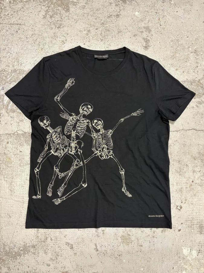 SS2018 Alexander McQueen Black Skeleton Family T-Shirt CjWXNTI 0