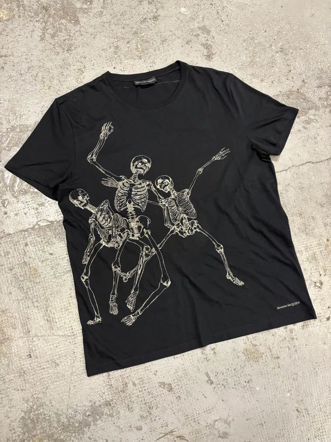 SS2018 Alexander McQueen Black Skeleton Family T-Shirt CjWXNTI 3
