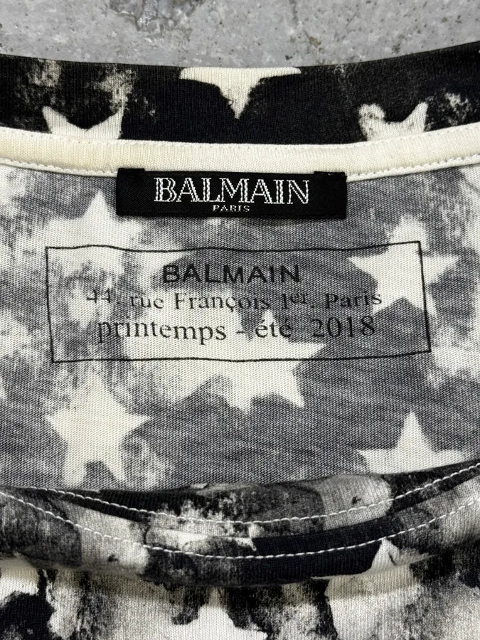 SS2018 Balmain Black & White US Flag T-Shirt JyMkFIh 6