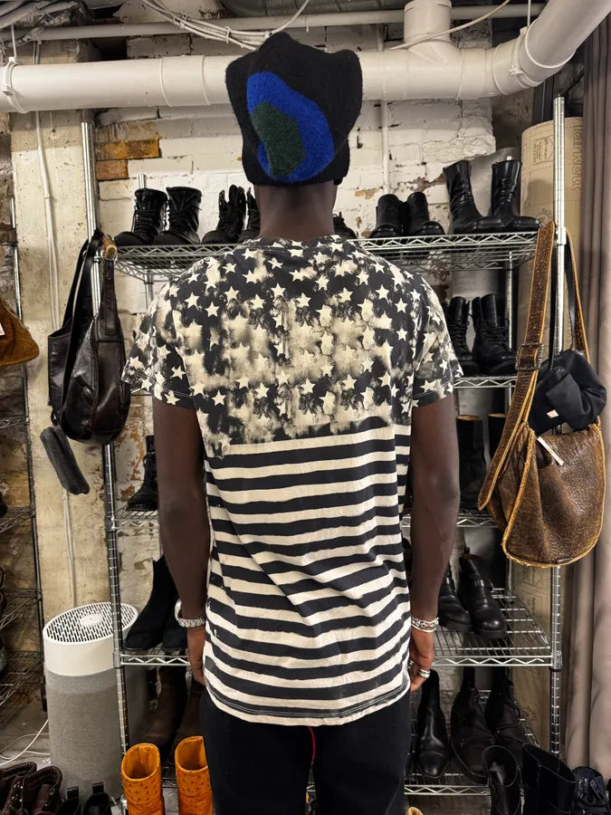 SS2018 Balmain Black & White US Flag T-Shirt JyMkFIh 4