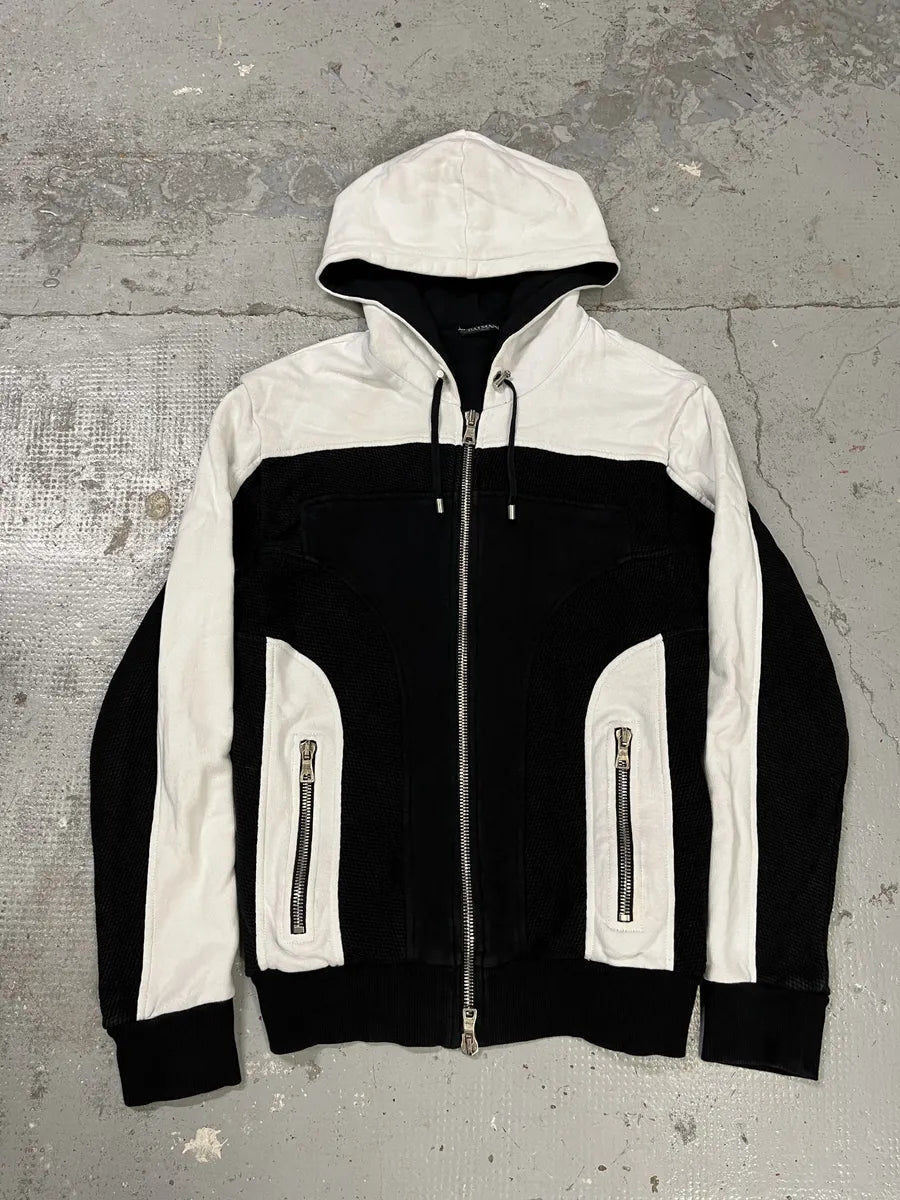 SS2018 Balmain Black & White Zip-up Hoodie PYUQWLs 0