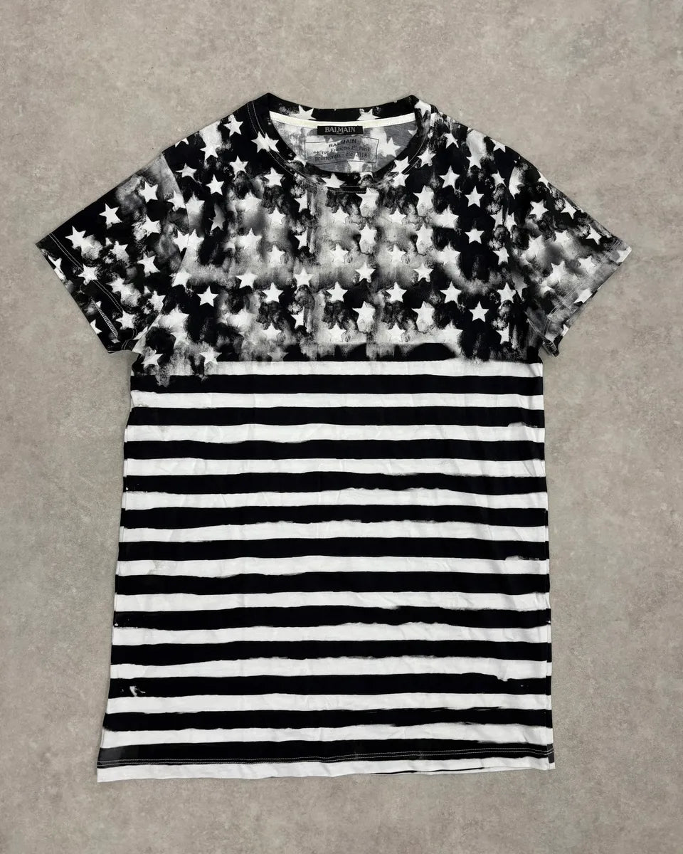 SS2018 Balmain Black White Star T-Shirt bbozkdL 0