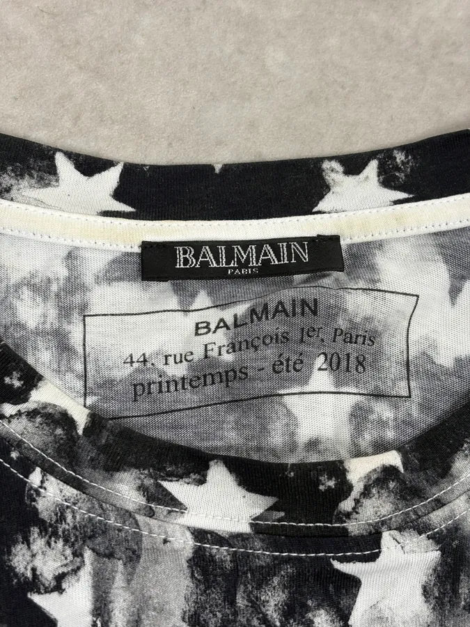SS2018 Balmain Black White Star T-Shirt bbozkdL 7