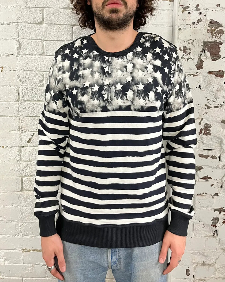 SS2018 Balmain Black White Striped USA Flag Sweater ijSjgoJ 1
