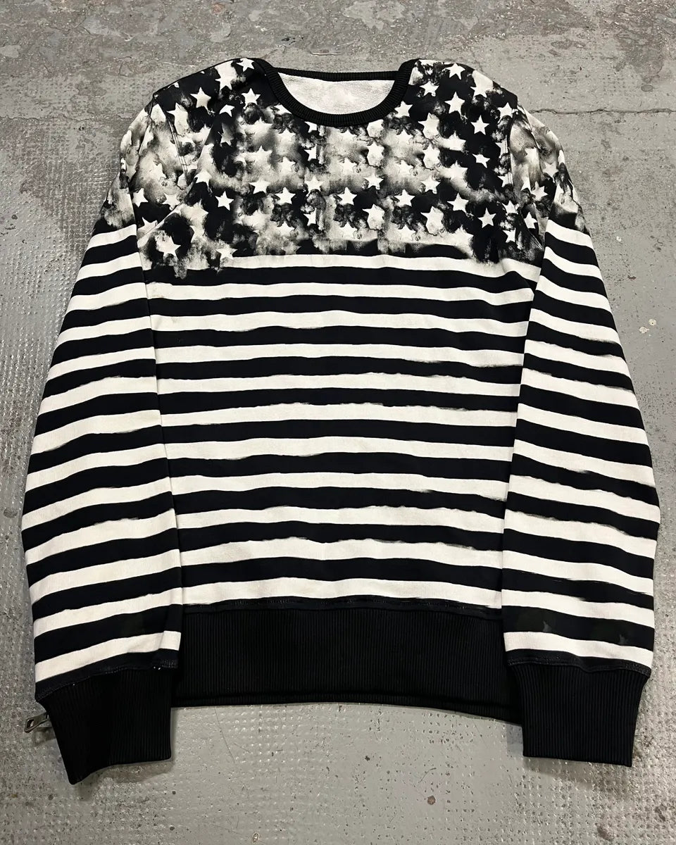 SS2018 Balmain Black White Striped USA Flag Sweater ijSjgoJ 3