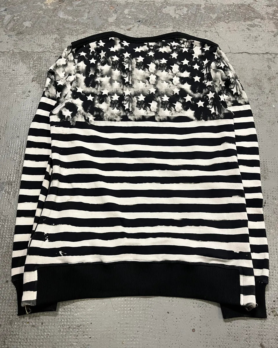 SS2018 Balmain Black White Striped USA Flag Sweater ijSjgoJ 6