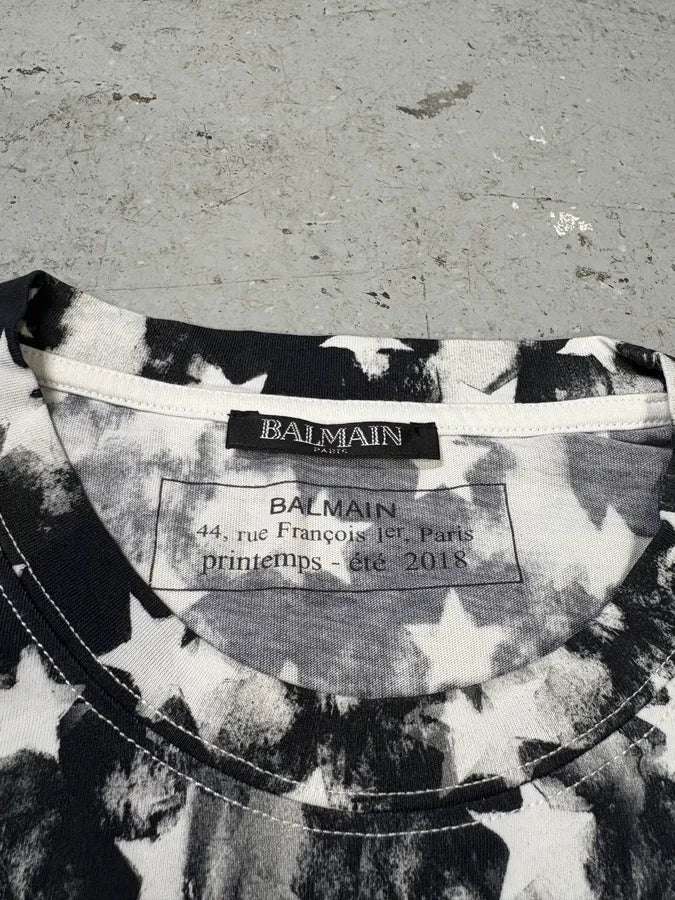 SS2018 Balmain Flag Star Black & White Tee-Shirt (M) fDYuKeX 6
