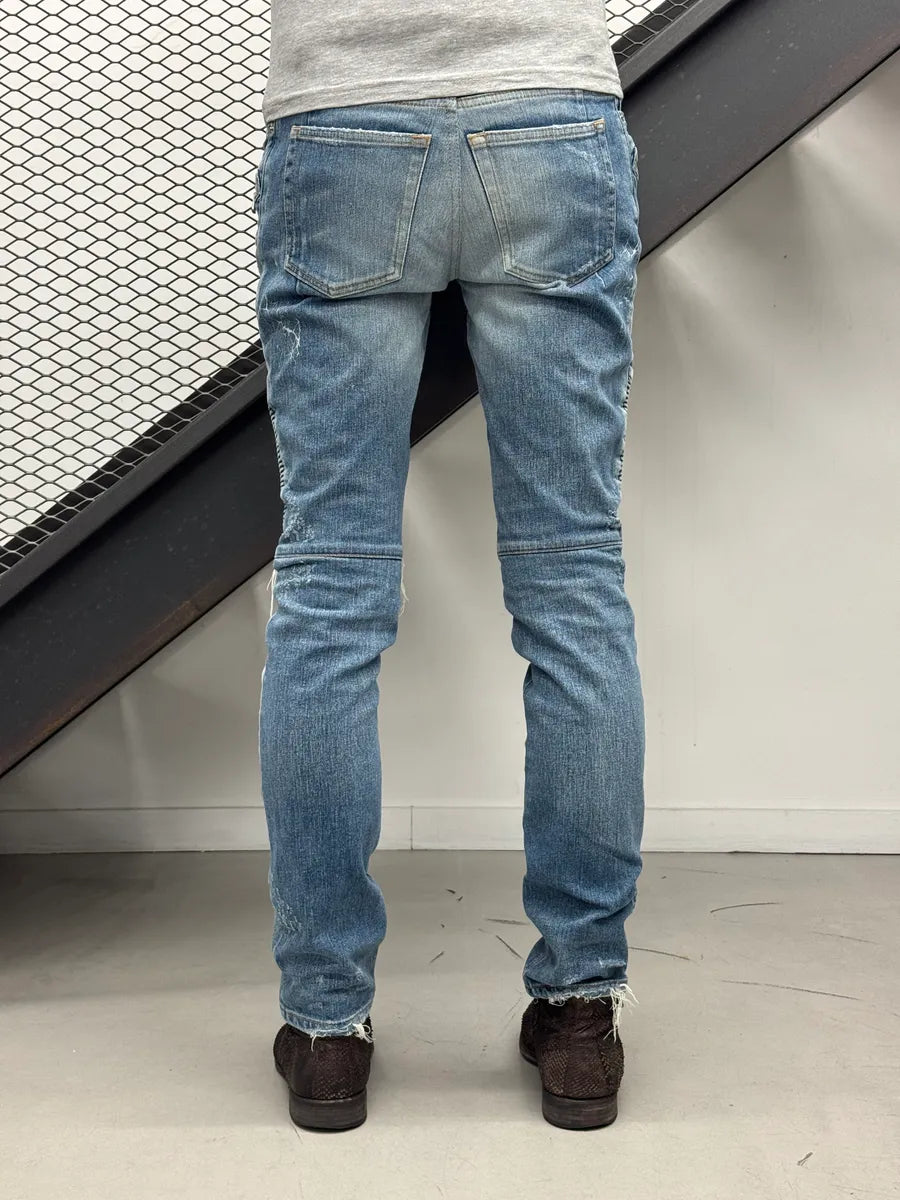 SS2018 Balmain Light Blue Denim Distressed Jeans zrkACVi 3